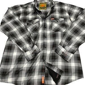 Dixxon Flannel Arthur Pearl Snap Shirt  Black White Orange‎ Plaid